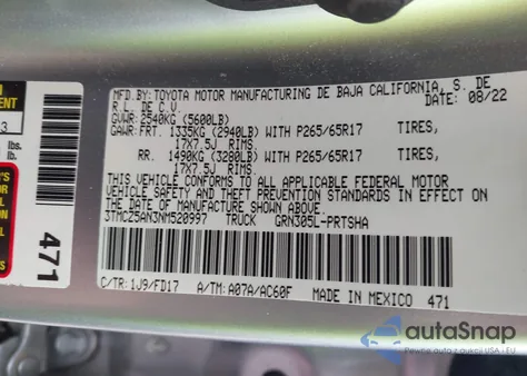 2022 Toyota Tacoma Trd Sport from USA, damaged, VIN 3TMCZ5AN3NM520997